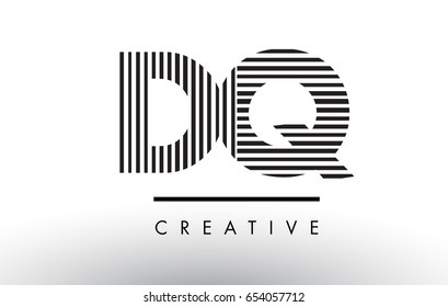 DQ D Q Black and White Letter Logo Design with Vertical and Horizontal Lines.
