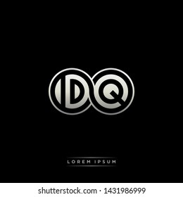 DQ D Q initial letter linked circle capital monogram logo modern template silver color edition