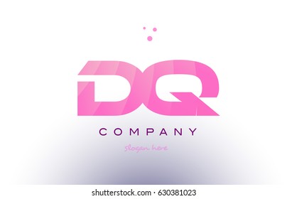 dq d q letter alphabet text pink purple dots creative company logo vector icon design template