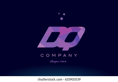 dq d q polygon polygonal letter alphabet text pink purple dots creative company logo vector icon design template