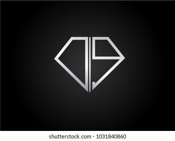 DQ diamond shape silver color design