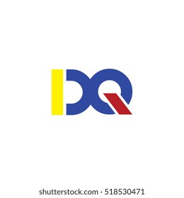 DQ flat initial letter logo combining yellow blue red