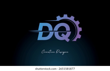 DQ Gear Fusion Logo – Industrial Tech-Inspired Letter mark Futuristic Industrial Letter Mark Design for Technology and Engineering Brands.