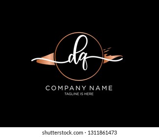 DQ handwriting initial  logo vector