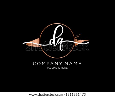 DQ handwriting initial  logo vector