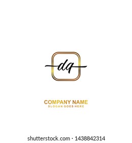 DQ handwriting logo template vector
