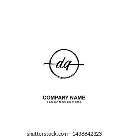 DQ handwriting logo template vector