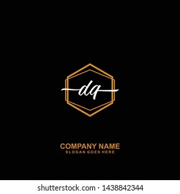 DQ handwriting logo template vector