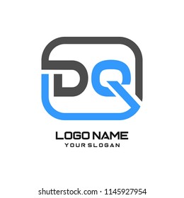 DQ initial box letter logo template vector