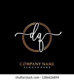 DQ Initial Handwriting logo template vector
