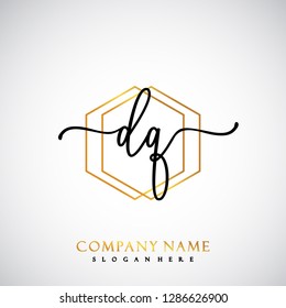 DQ Initial Handwriting logo template vector