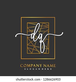 DQ Initial Handwriting logo template vector