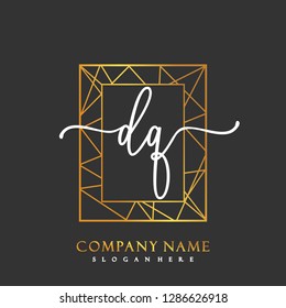 DQ Initial Handwriting logo template vector