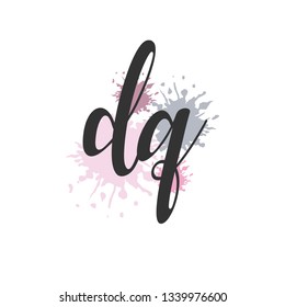 DQ  Initial Handwriting logo template vector