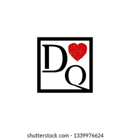 DQ  Initial Handwriting logo template vector
