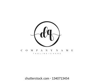 DQ initial handwriting logo template vector