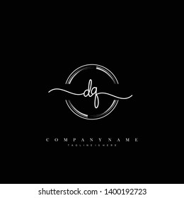 DQ initial handwriting logo template vector