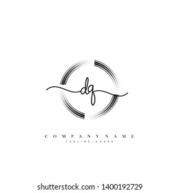 DQ initial handwriting logo template vector