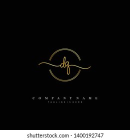 DQ initial handwriting logo template vector