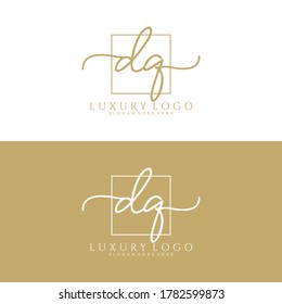 DQ Initial handwriting logo template vector