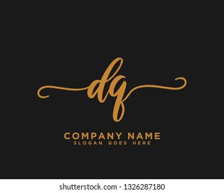 DQ Initial Handwriting Logo Vector
