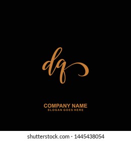 DQ Initial handwriting logo vector