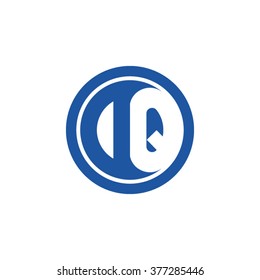 DQ initial letters circle business logo blue