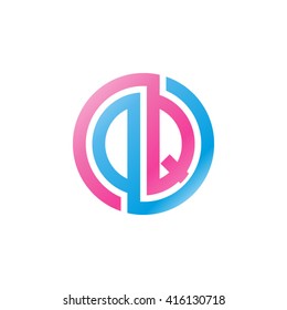 DQ initial letters linked circle logo pink blue
