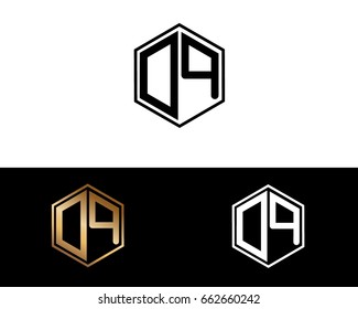 DQ initial letters linked with hexagon shape logo


