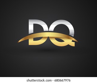 DQ initial logo company name colored gold and silver swoosh design. vector logo for business and company identity.
