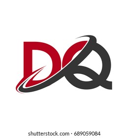 DQ initial logo company name colored red and black swoosh design, isolated on white background. vector logo for business and company identity.