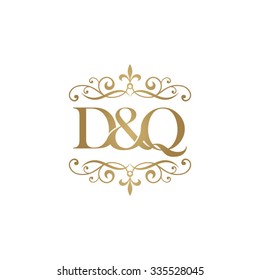 D&Q Initial logo. Ornament ampersand monogram golden logo