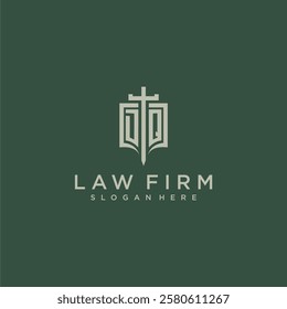 DQ initial monogram for law firm with sword and shield logo image