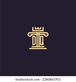 DQ initial monogram logo for lawfirm with pillar  crown image design