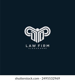 DQ initial monogram logo lawfirm with pillar design