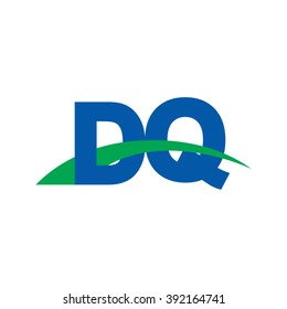 DQ initial overlapping swoosh letter logo blue green