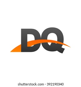 DQ initial overlapping swoosh letter logo black orange