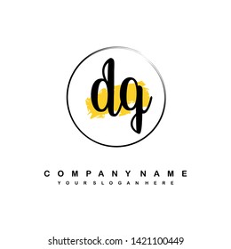 DQ initial signature logo. handwriting logo template vector,