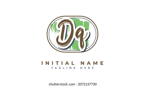 Dq Initials, handwriting logo vector