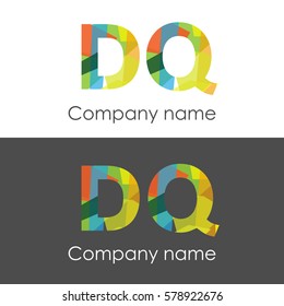 DQ letter abstract mosaic shape icon colorful
