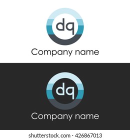 DQ letter a circle shape icon logo white blue
