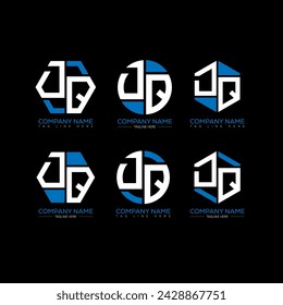 Conjunto de logotipo de la letra DQ design.DQ monograma poligonal y vector de forma circular. DQ diseño único.
