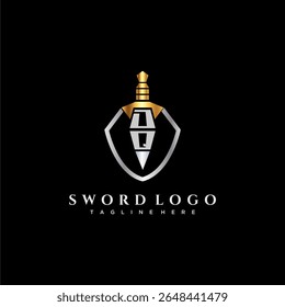 DQ letter luxury monogram for shield and sword style image