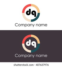DQ letters business logo icon design template. Vector with four colors circle