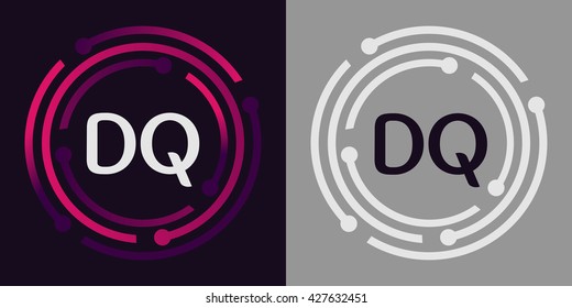 DQ letters business logo icon design template elements in abstract background logo, design identity in circle, alphabet letter