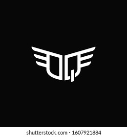 DQ logo monogram emblem shape with wings style ribbon design template