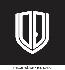 DQ Logo monogram with emblem shield design isolated on black background