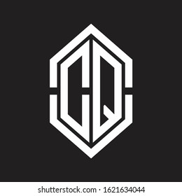 DQ Logo monogram with hexagon shape and outline slice style with black and white
