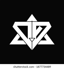 DQ Logo monogram isolated with triangle shape design template on black background