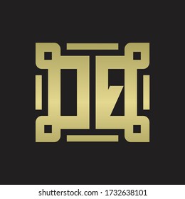 DQ Logo monogram with piece line art design template